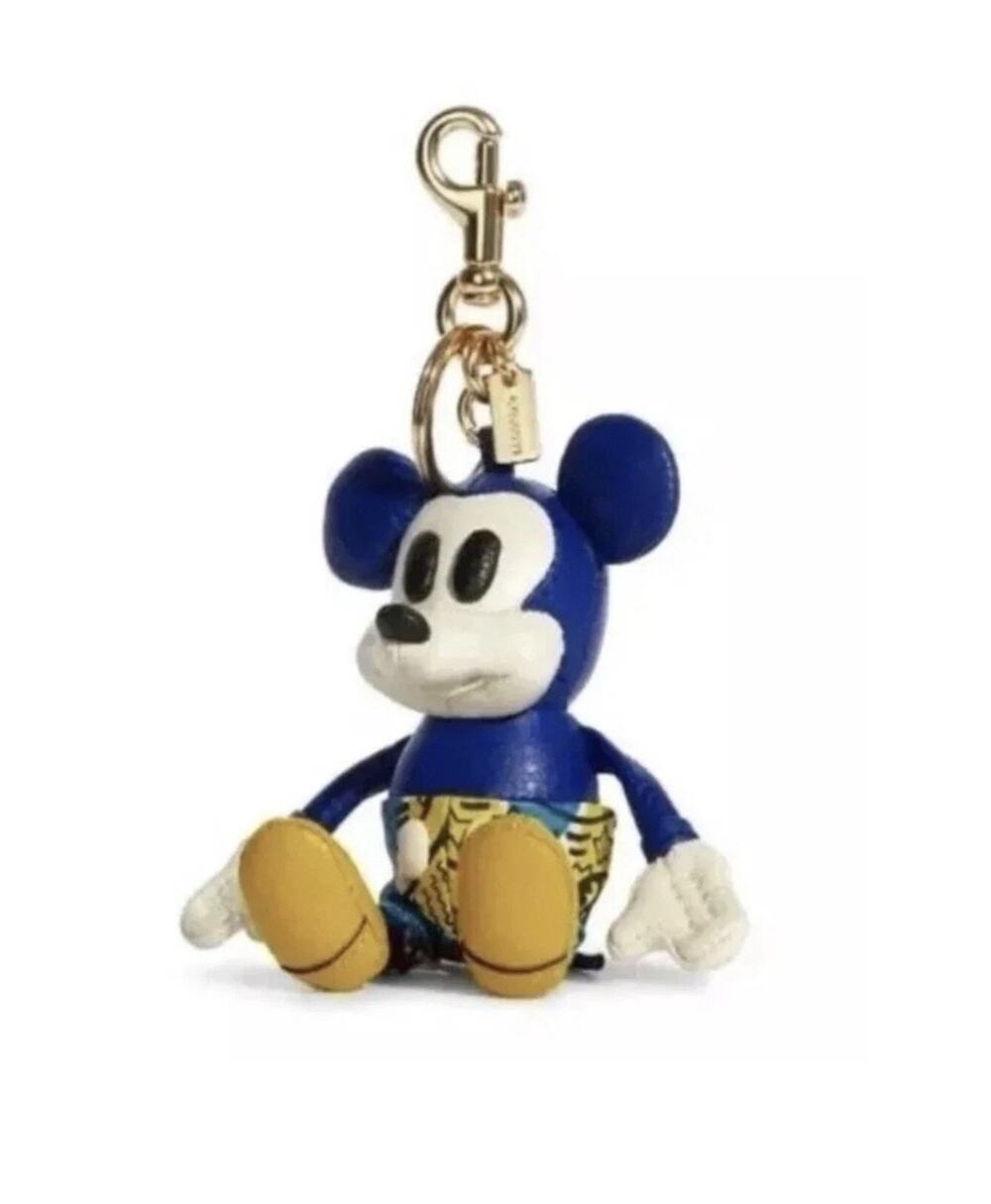 New DISNEY COACH MICKEY MOUSE x KEITH HARING Leather Bag Charm Key Ring C7117